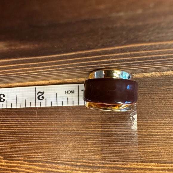 Ring, gold and chestnut, adjustable - Picture 4 of 6